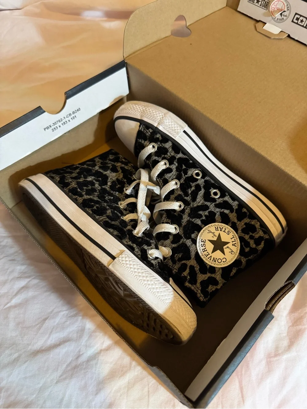 Converse Kids Black and Gray Leopard Print Chuck Taylor High Tops